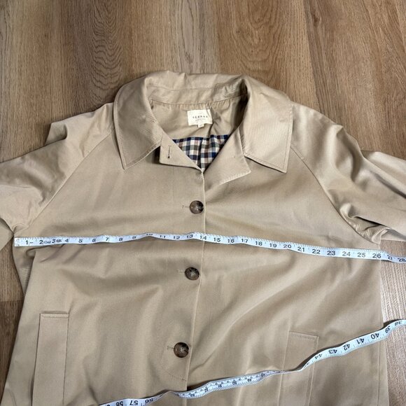 Sezane Carter Jacket size 46 14 XL XXL light beige short trench coat Parisian - Picture 9 of 11